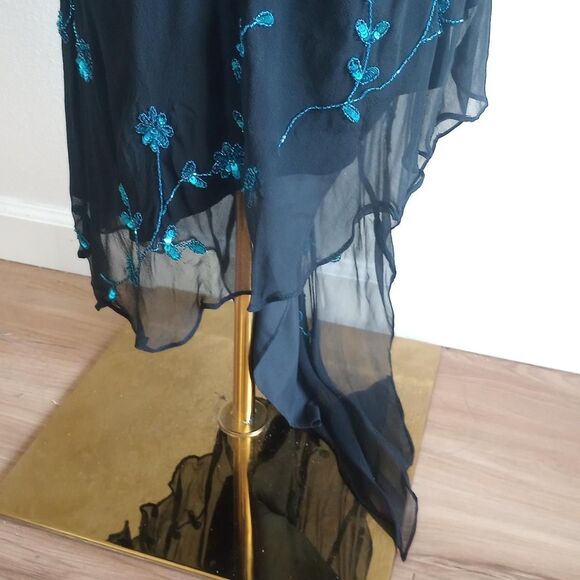 Y2K Silk Beaded Floral Fairygoth Prom Dress - Picture 5 of 6